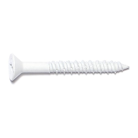 Midwest Fastener Masonry Screw, 1/4" Dia., Flat, 2 1/4 in L, Steel White Ruspert, 100 PK 09706